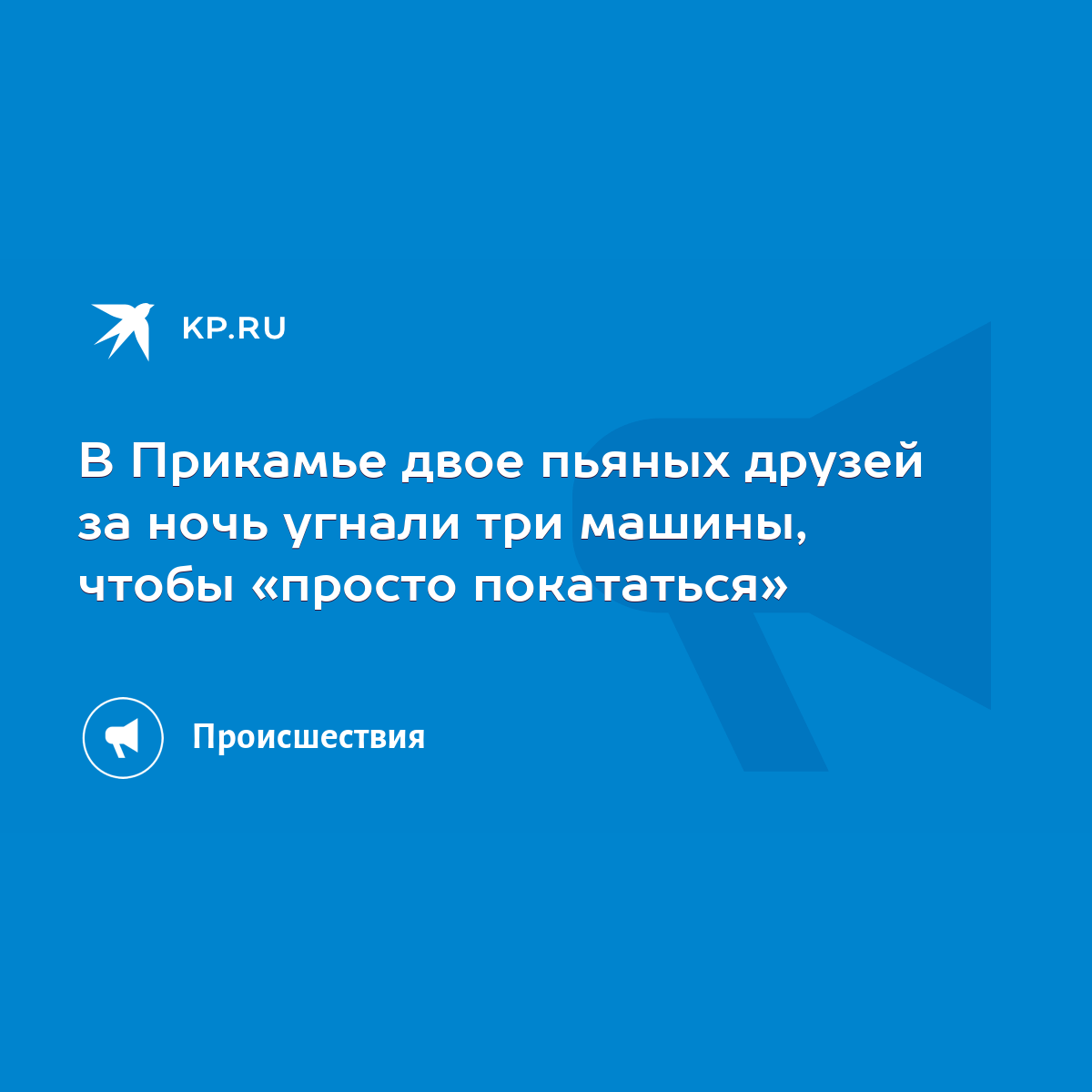 В Прикамье двое пьяных друзей за ночь угнали три машины, чтобы «просто  покататься» - KP.RU