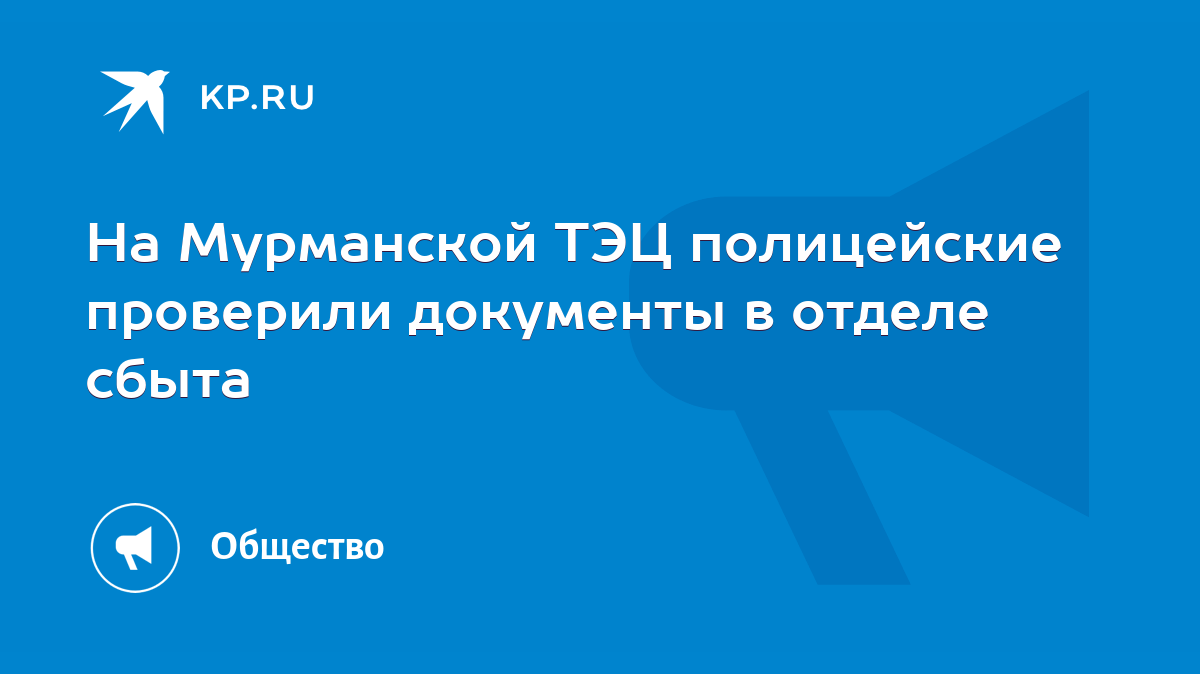 На Мурманской ТЭЦ полицейские проверили документы в отделе сбыта - KP.RU