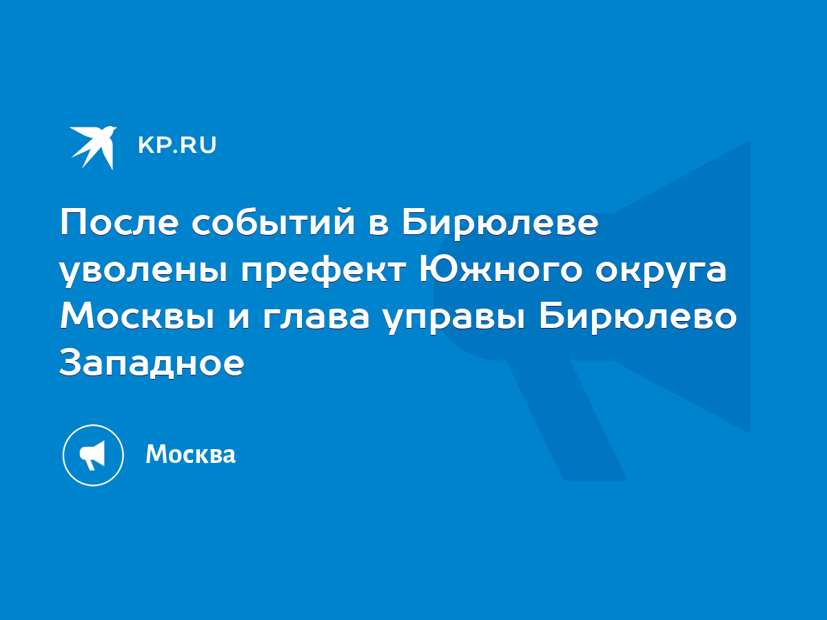 После событий в Бирюлеве уволены префект Южного округа Москвы и глава управы  Бирюлево Западное - KP.RU