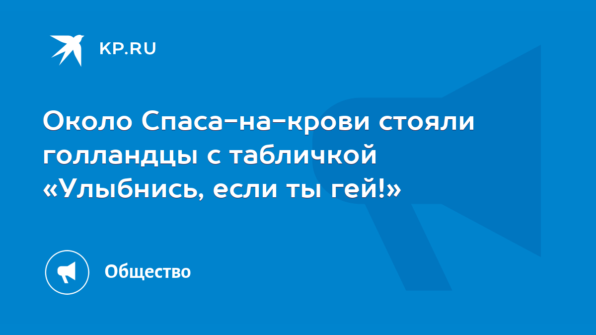 Около Спаса-на-крови стояли голландцы с табличкой «Улыбнись, если ты гей!»  - KP.RU