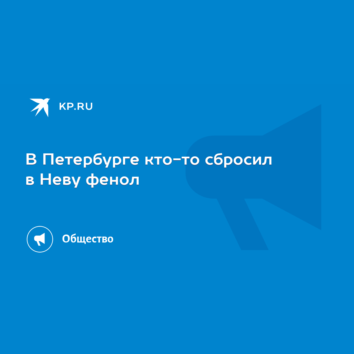 В Петербурге кто-то сбросил в Неву фенол - KP.RU