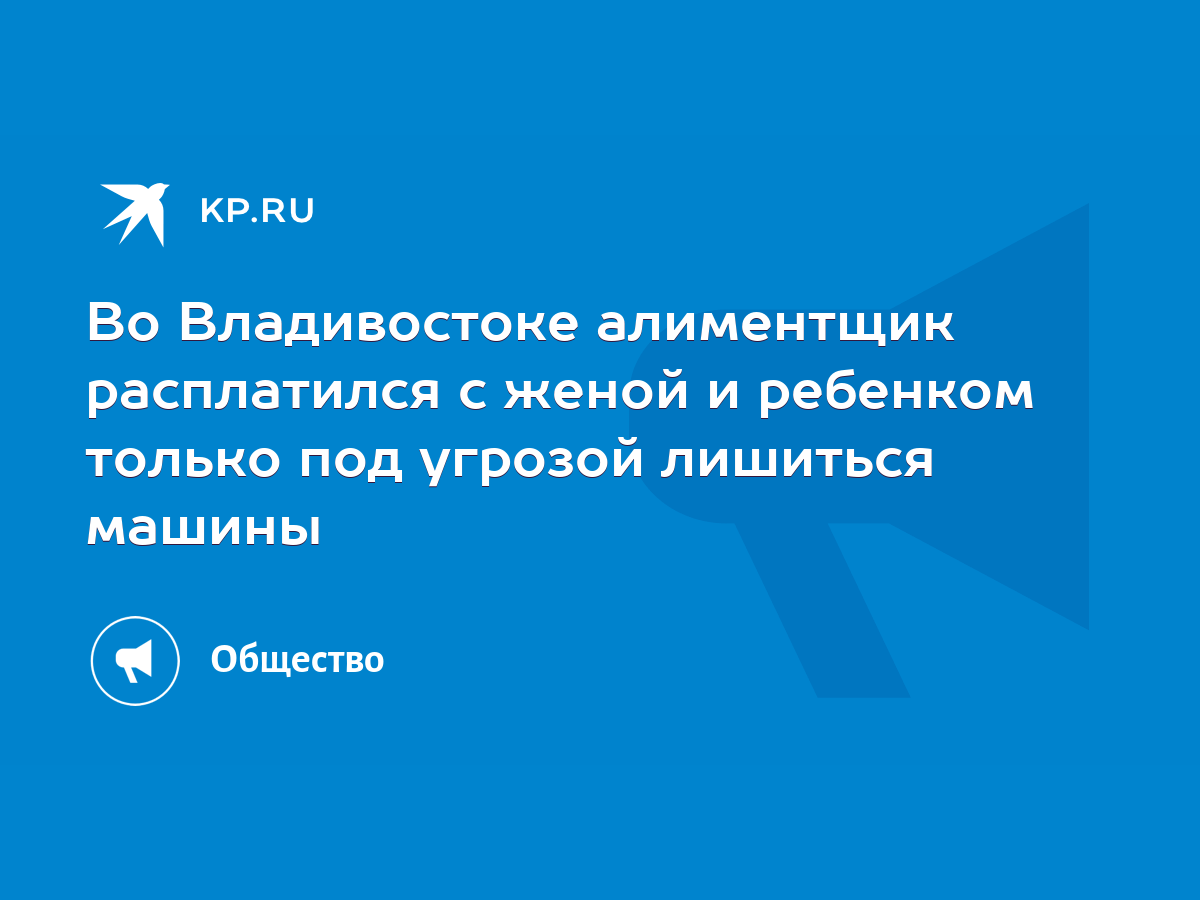 Во Владивостоке алиментщик расплатился с женой и ребенком только под  угрозой лишиться машины - KP.RU