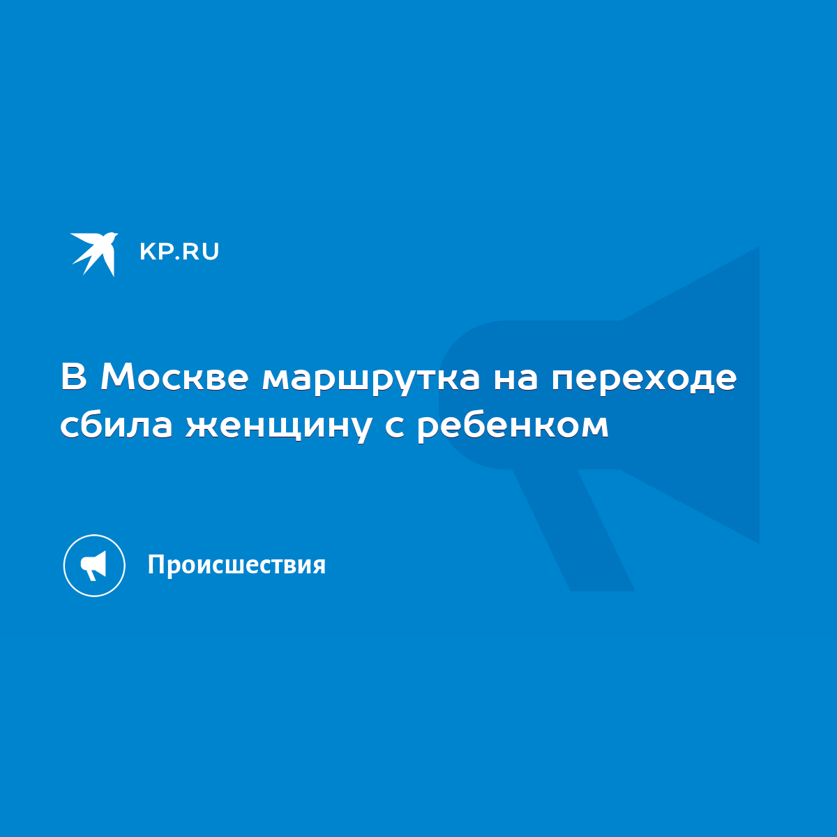 В Москве маршрутка на переходе сбила женщину с ребенком - KP.RU