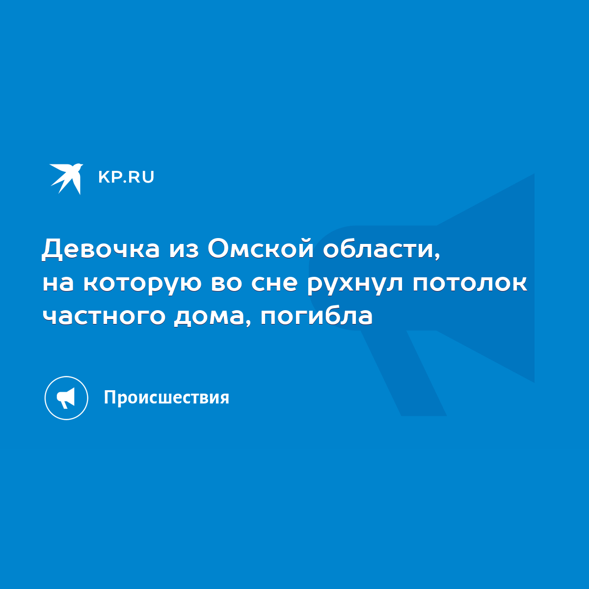 Девочка из Омской области, на которую во сне рухнул потолок частного дома,  погибла - KP.RU