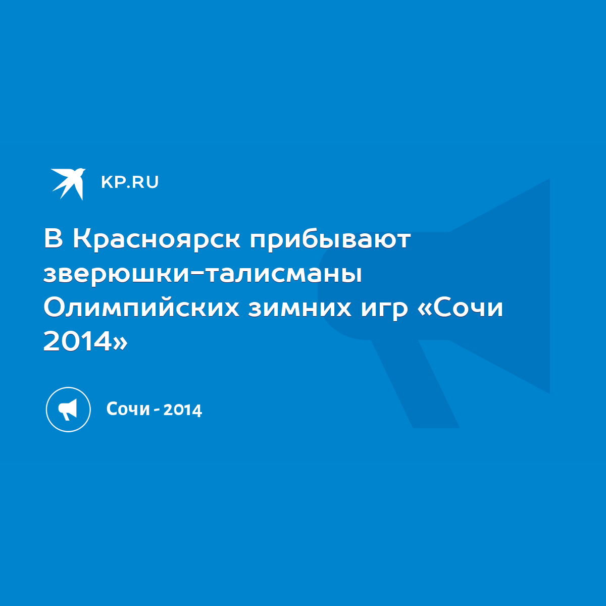 В Красноярск прибывают зверюшки-талисманы Олимпийских зимних игр «Сочи  2014» - KP.RU