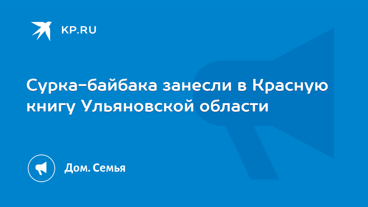 Сурка-байбака занесли в Красную книгу Ульяновской области - KP.RU