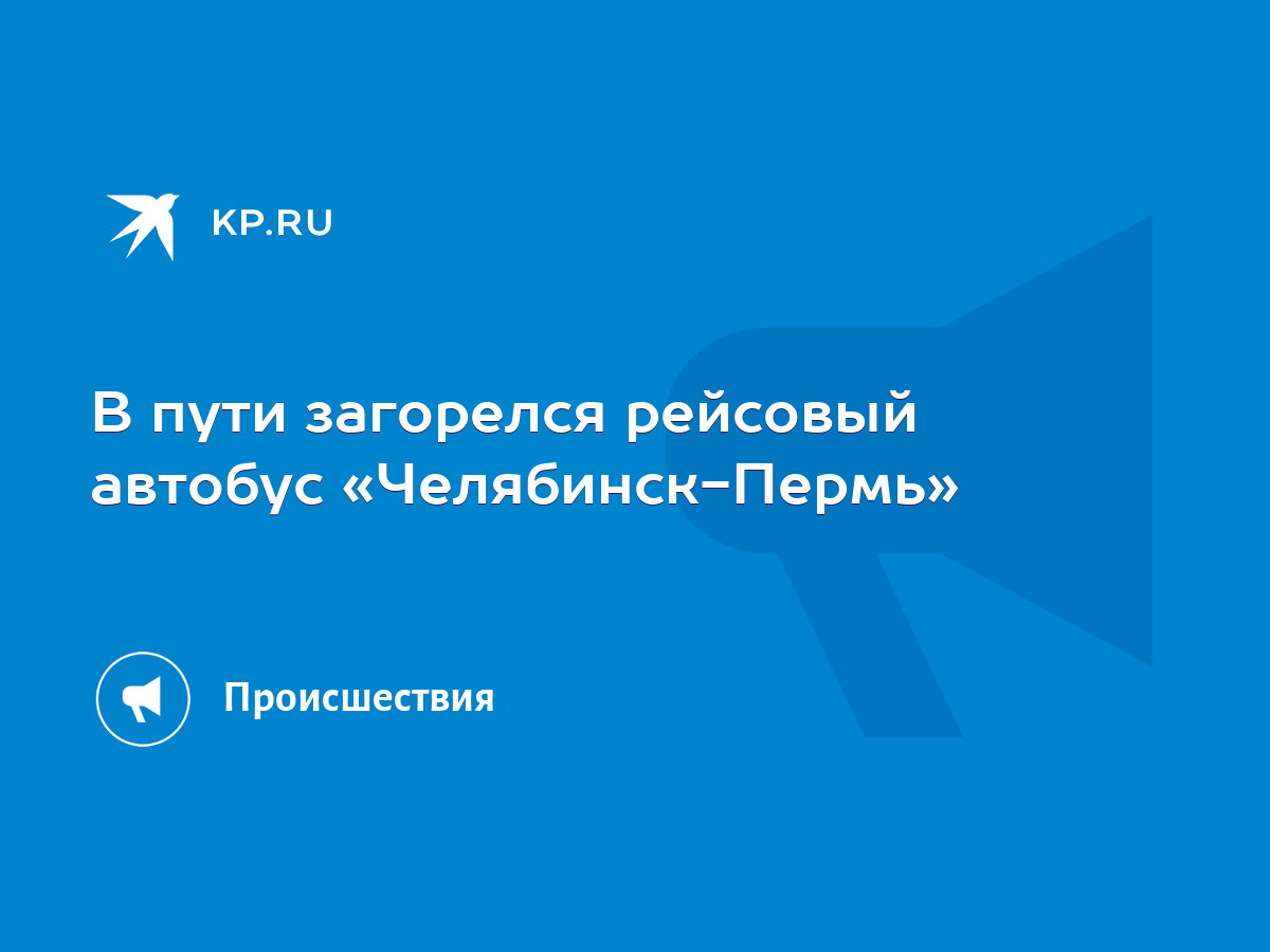 В пути загорелся рейсовый автобус «Челябинск-Пермь» - KP.RU