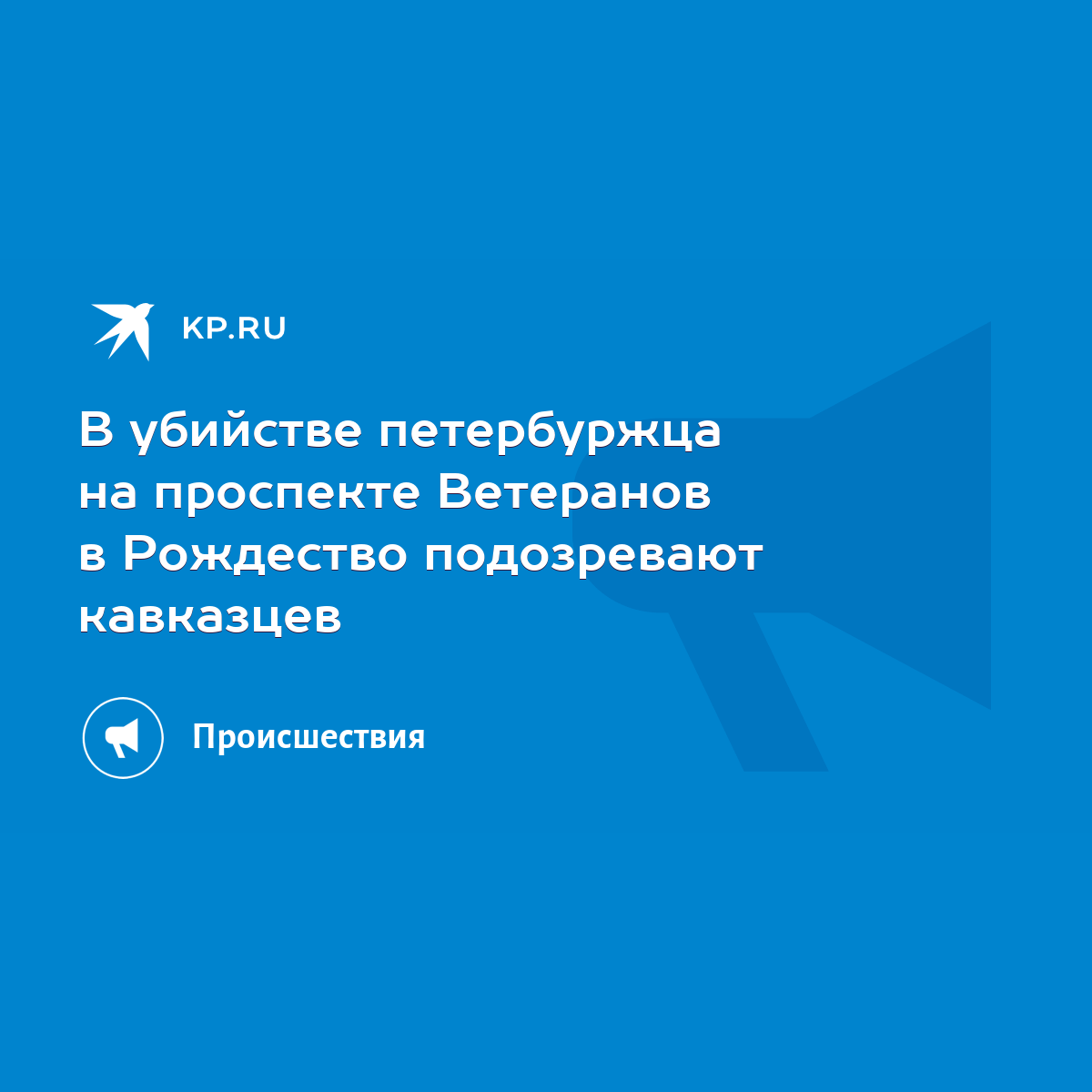 В убийстве петербуржца на проспекте Ветеранов в Рождество подозревают  кавказцев - KP.RU