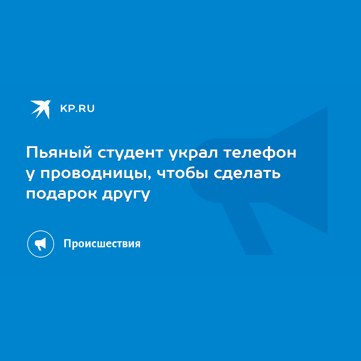 Пьяный студент украл телефон у проводницы, чтобы сделать подарок другу -  KP.RU