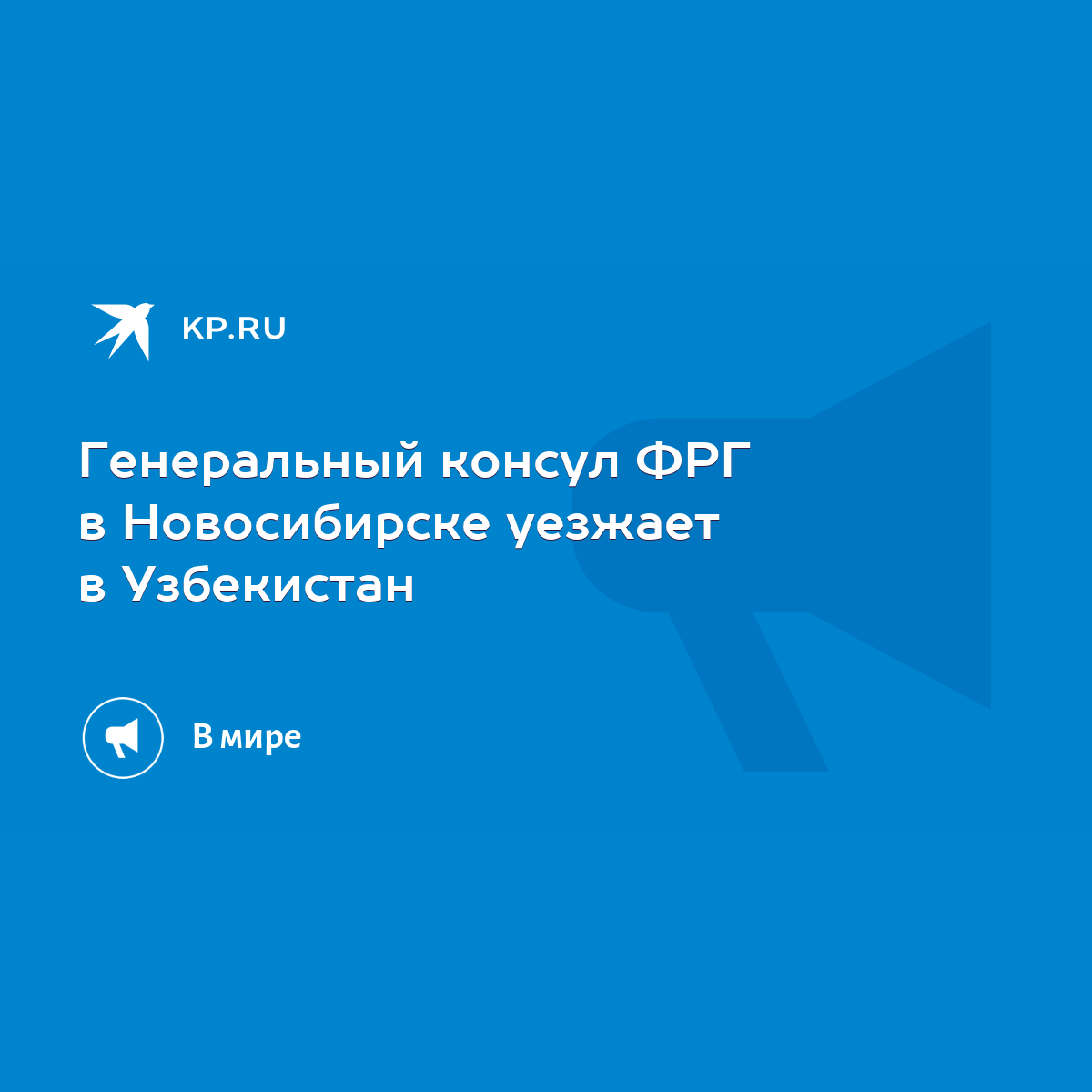 Генеральный консул ФРГ в Новосибирске уезжает в Узбекистан - KP.RU