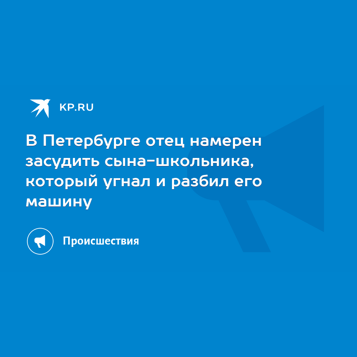 В Петербурге отец намерен засудить сына-школьника, который угнал и разбил  его машину - KP.RU