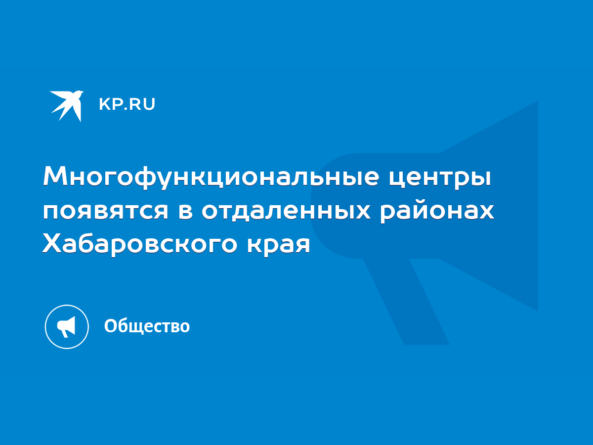 Многофункциональные центры появятся в отдаленных районах Хабаровского края  - KP.RU