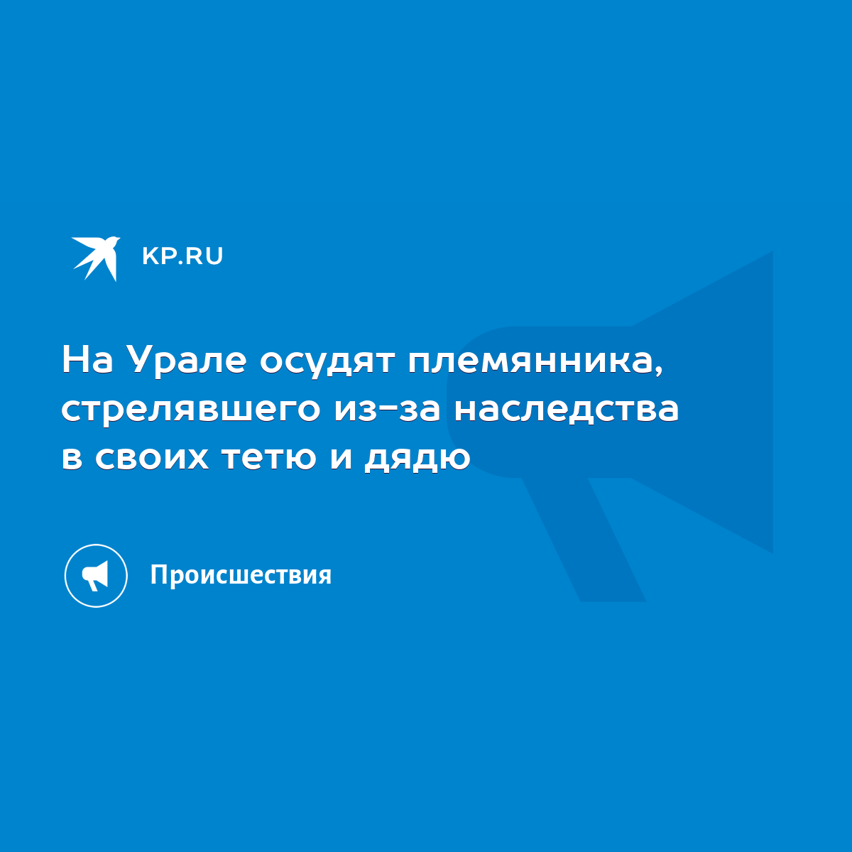 На Урале осудят племянника, стрелявшего из-за наследства в своих тетю и  дядю - KP.RU