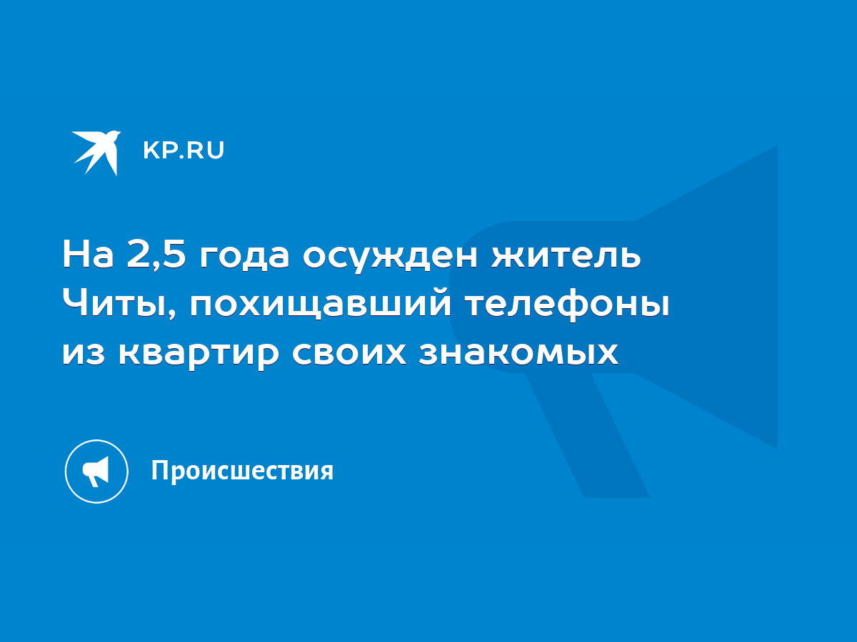 На 2,5 года осужден житель Читы, похищавший телефоны из квартир своих  знакомых - KP.RU