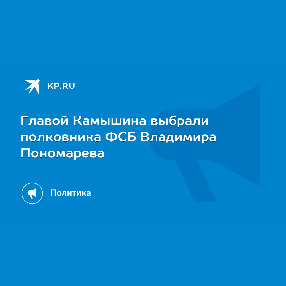 Главой Камышина выбрали полковника ФСБ Владимира Пономарева - KP.RU