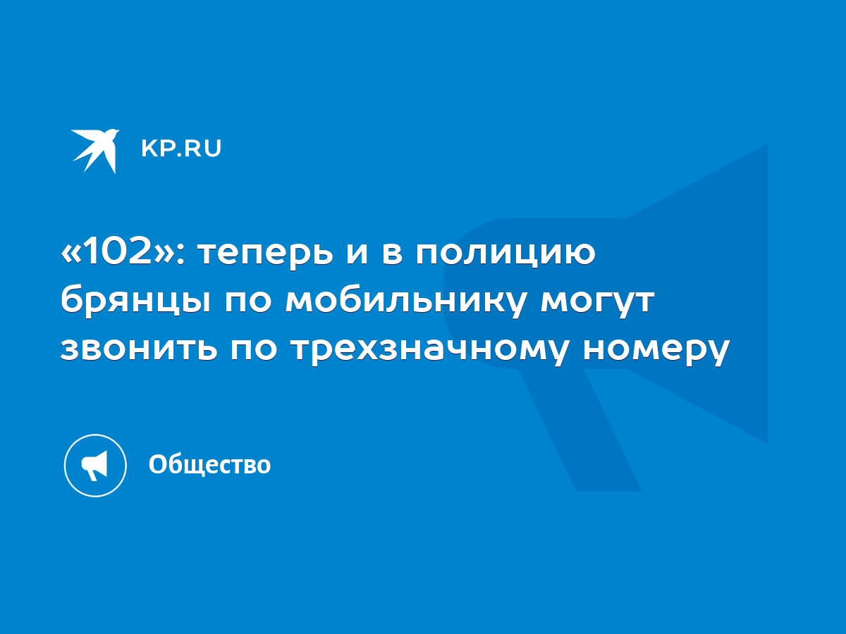 102»: теперь и в полицию брянцы по мобильнику могут звонить по трехзначному  номеру - KP.RU