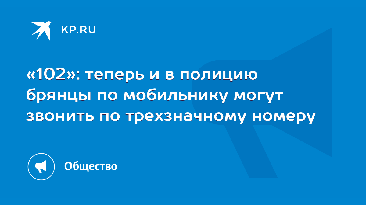 102»: теперь и в полицию брянцы по мобильнику могут звонить по трехзначному  номеру - KP.RU