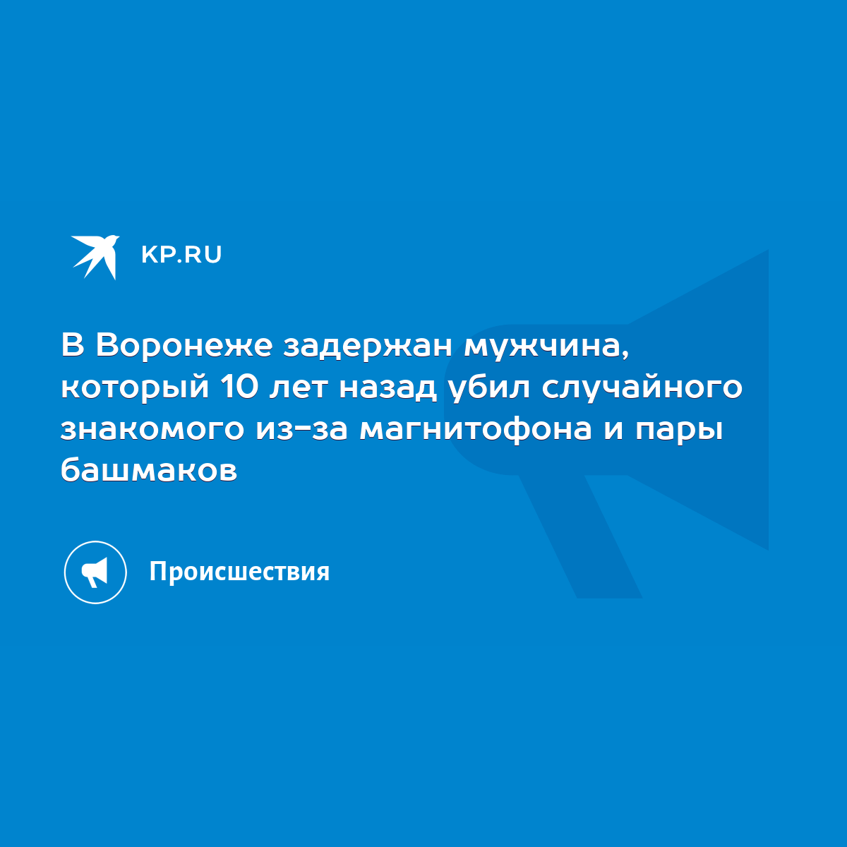 В Воронеже задержан мужчина, который 10 лет назад убил случайного знакомого  из-за магнитофона и пары башмаков - KP.RU