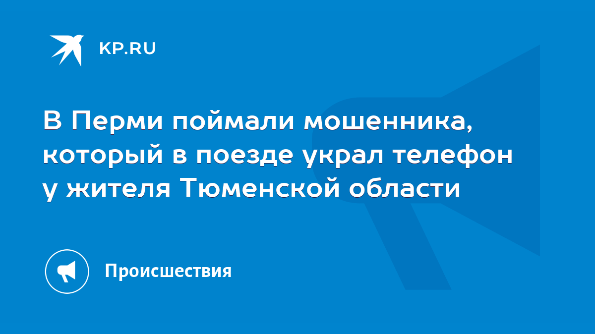 В Перми поймали мошенника, который в поезде украл телефон у жителя  Тюменской области - KP.RU