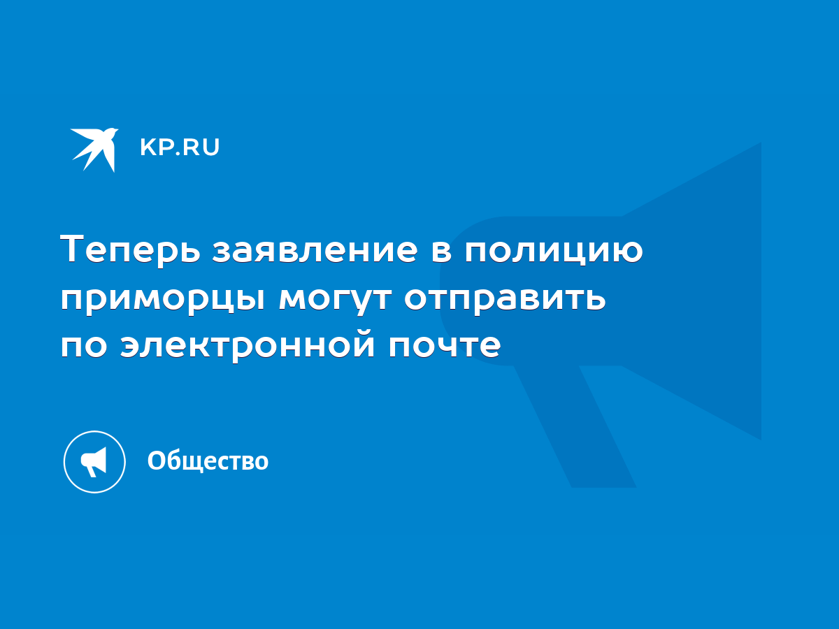 Теперь заявление в полицию приморцы могут отправить по электронной почте -  KP.RU