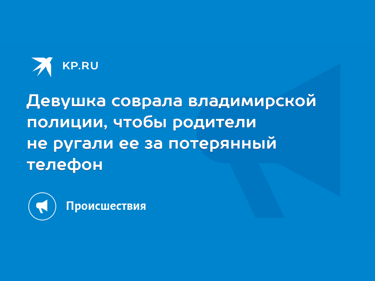 Девушка соврала владимирской полиции, чтобы родители не ругали ее за  потерянный телефон - KP.RU