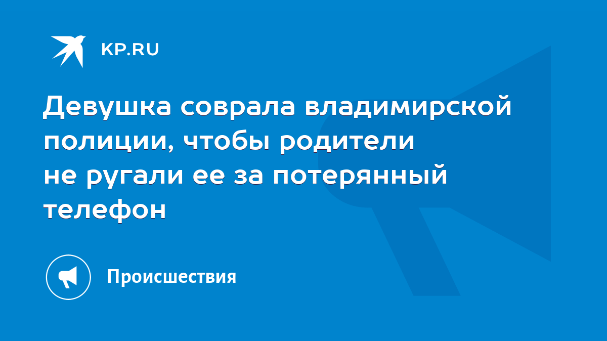 Девушка соврала владимирской полиции, чтобы родители не ругали ее за потерянный  телефон - KP.RU