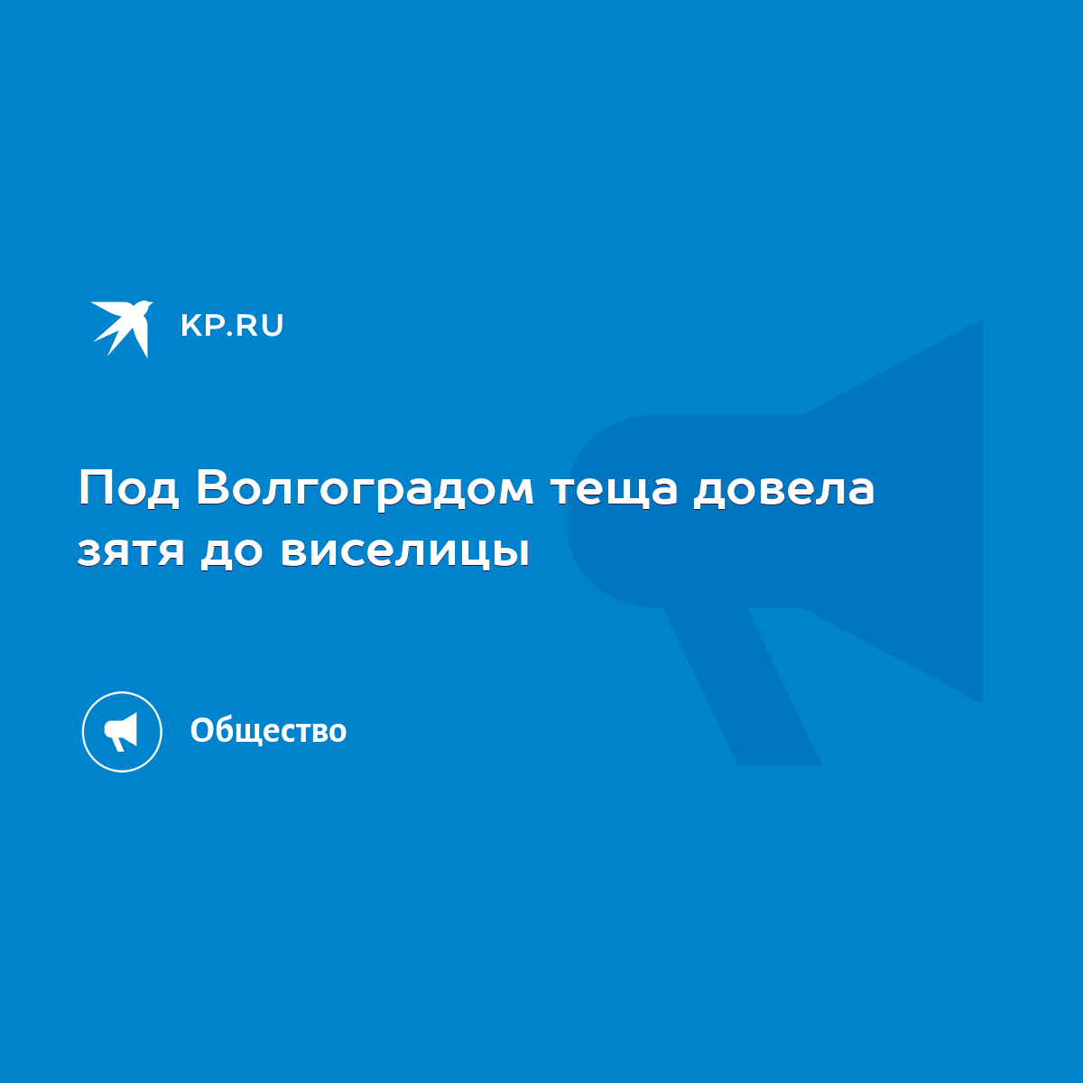 Под Волгоградом теща довела зятя до виселицы - KP.RU