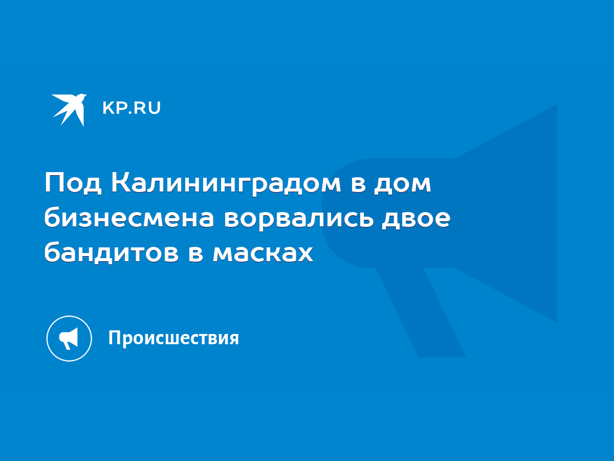 Под Калининградом в дом бизнесмена ворвались двое бандитов в масках - KP.RU