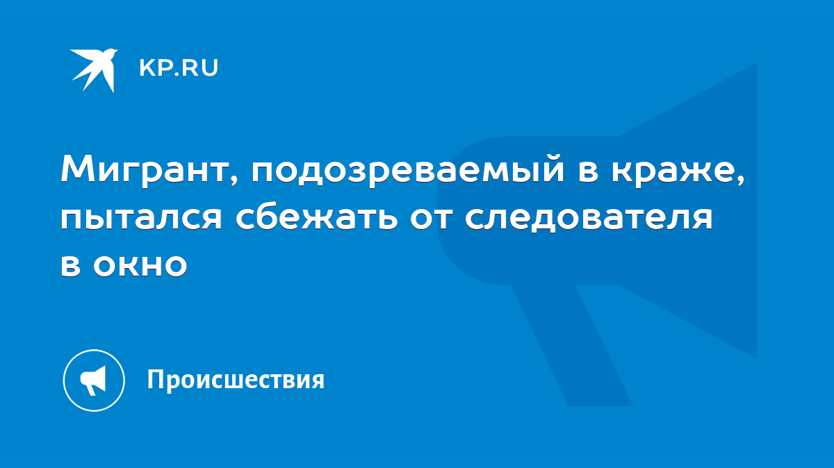 Мигрант, подозреваемый в краже, пытался сбежать от следователя в окно -  KP.RU