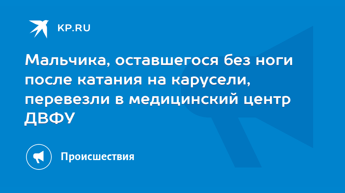 Мальчика, оставшегося без ноги после катания на карусели, перевезли в медицинский  центр ДВФУ - KP.RU