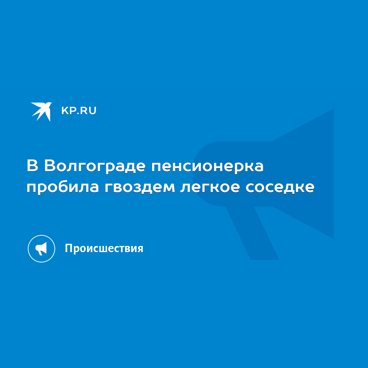 В Волгограде пенсионерка пробила гвоздем легкое соседке - KP.RU