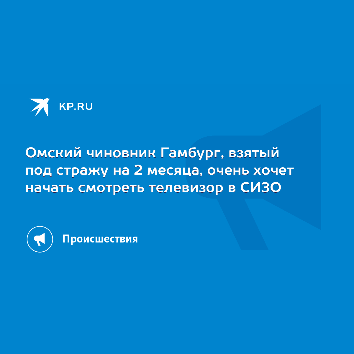 Омский чиновник Гамбург, взятый под стражу на 2 месяца, очень хочет начать  смотреть телевизор в СИЗО - KP.RU