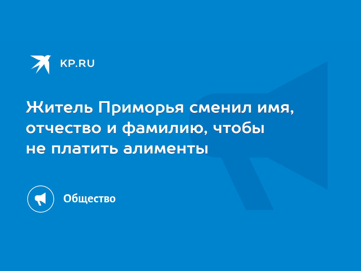 Житель Приморья сменил имя, отчество и фамилию, чтобы не платить алименты -  KP.RU