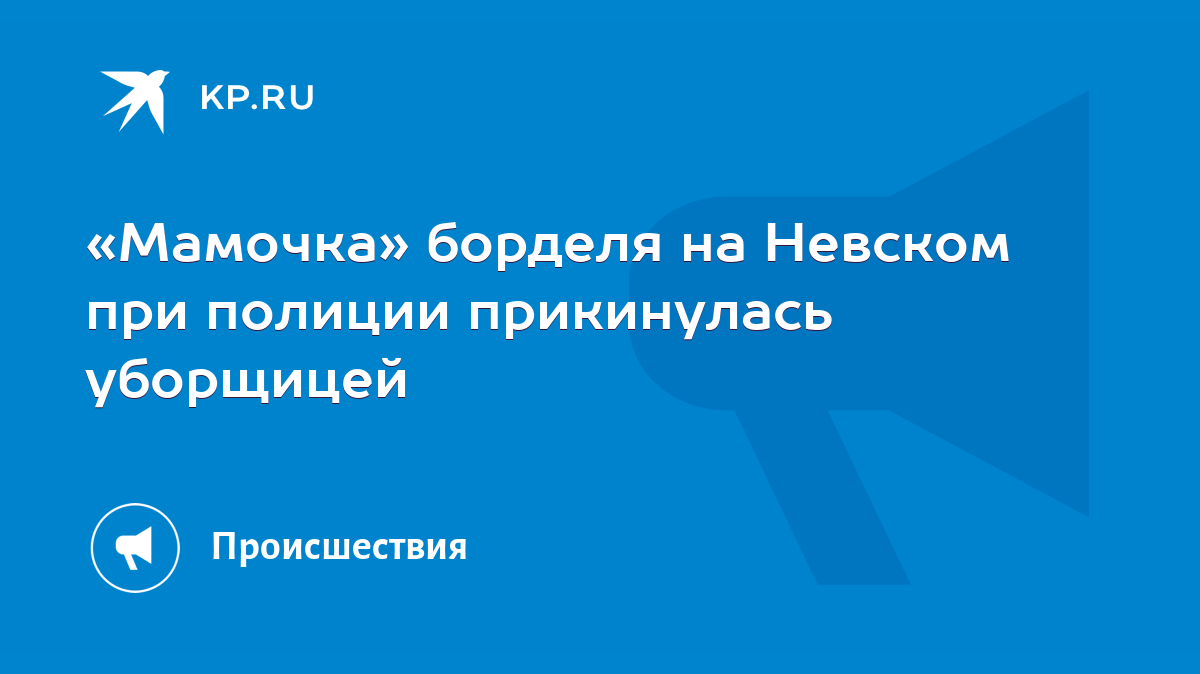 Мамочка» борделя на Невском при полиции прикинулась уборщицей - KP.RU