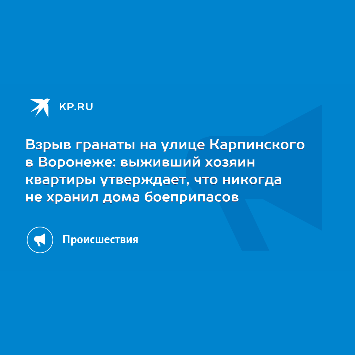 Взрыв гранаты на улице Карпинского в Воронеже: выживший хозяин квартиры  утверждает, что никогда не хранил дома боеприпасов - KP.RU