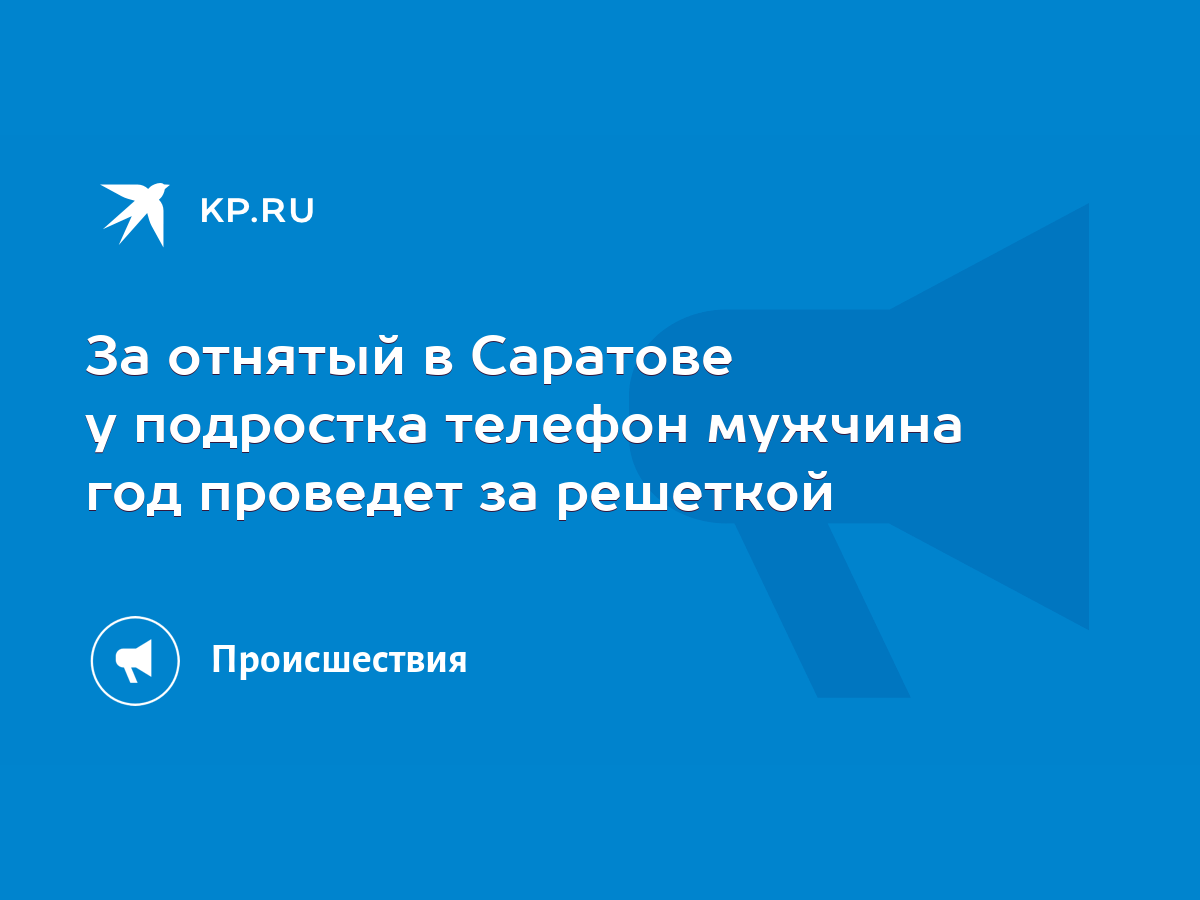 За отнятый в Саратове у подростка телефон мужчина год проведет за решеткой  - KP.RU