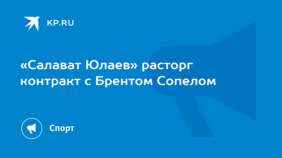 Салават Юлаев» расторг контракт с Брентом Сопелом - KP.RU