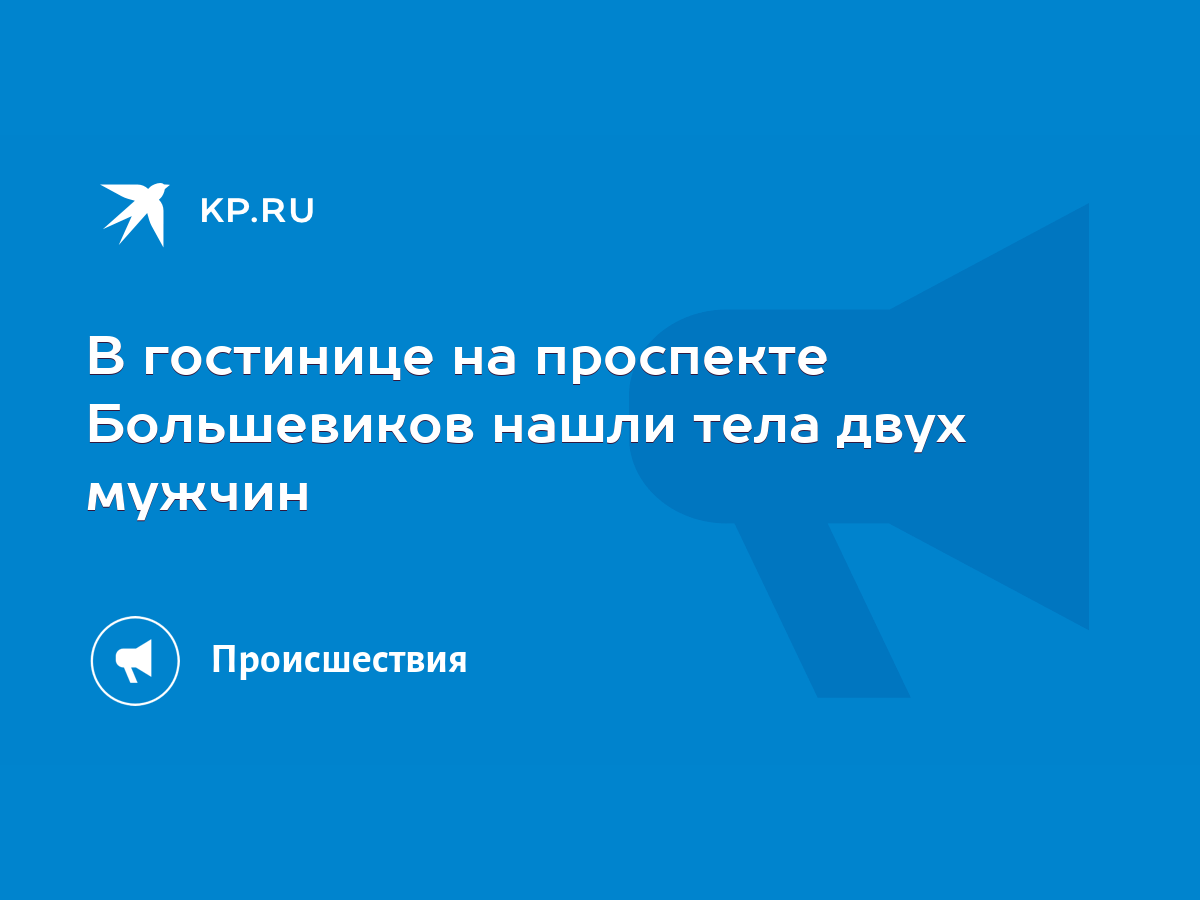 В гостинице на проспекте Большевиков нашли тела двух мужчин - KP.RU