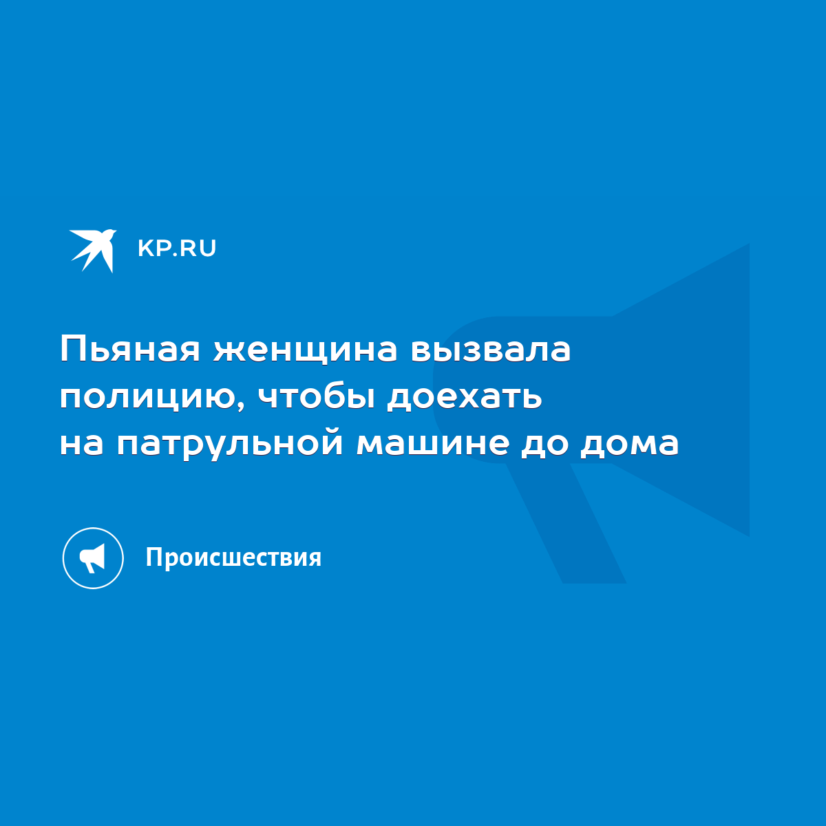 Пьяная женщина вызвала полицию, чтобы доехать на патрульной машине до дома  - KP.RU