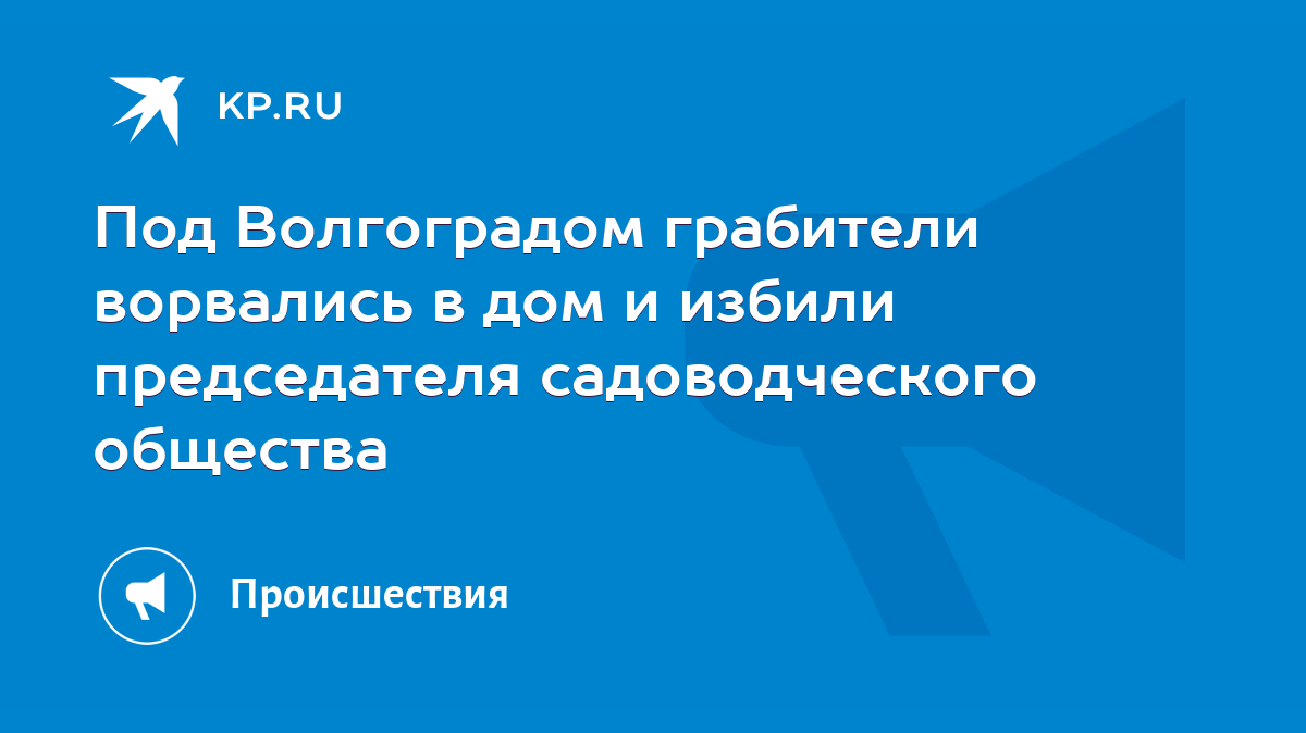 Под Волгоградом грабители ворвались в дом и избили председателя  садоводческого общества - KP.RU