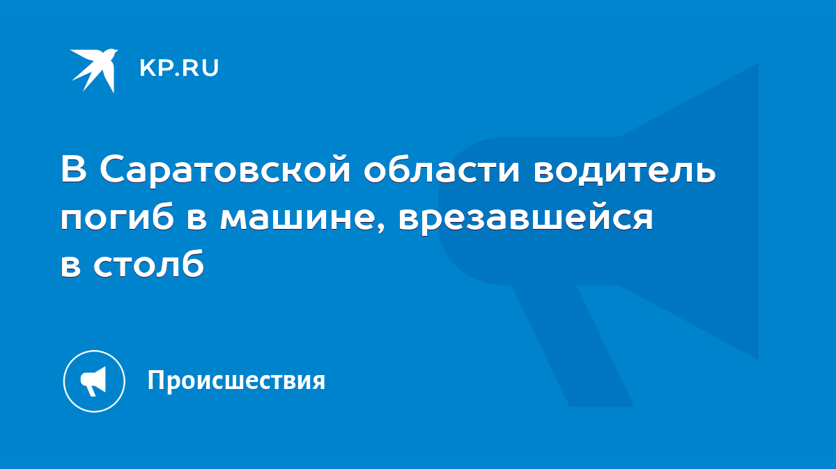 В Саратовской области водитель погиб в машине, врезавшейся в столб - KP.RU