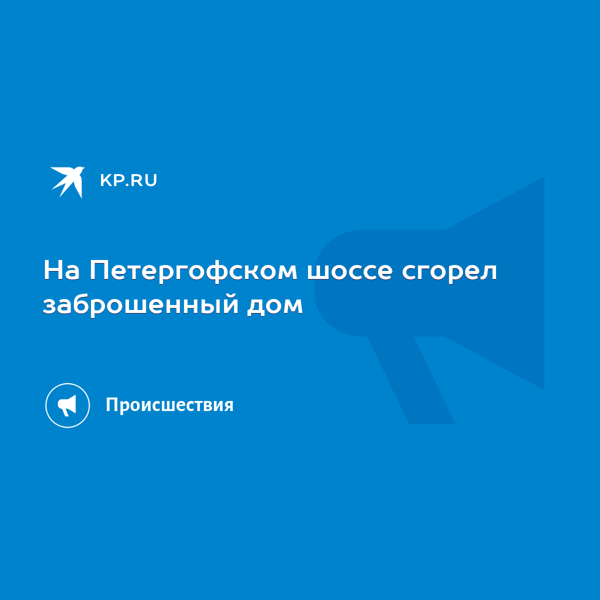 На Петергофском шоссе сгорел заброшенный дом - KP.RU