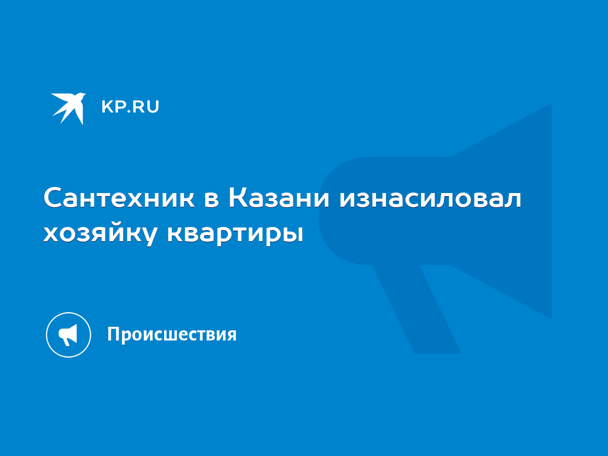 Сантехник в Казани изнасиловал хозяйку квартиры - KP.RU