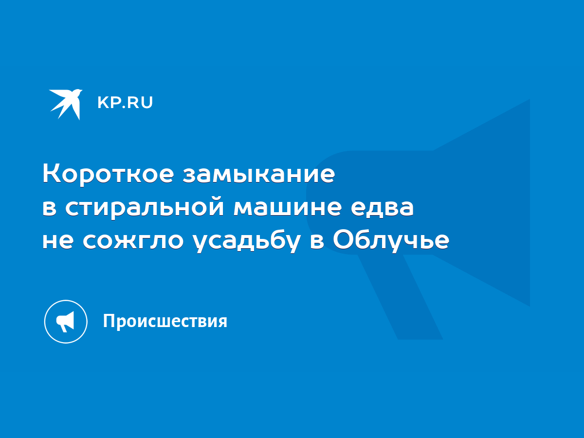 Короткое замыкание в стиральной машине едва не сожгло усадьбу в Облучье -  KP.RU