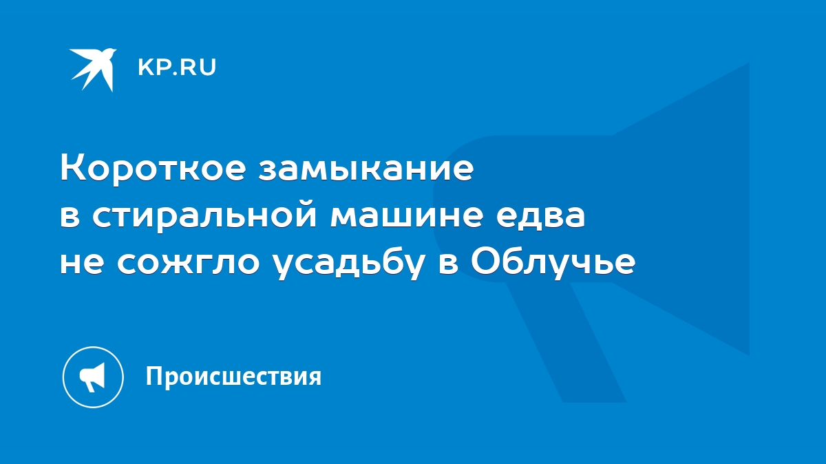 Короткое замыкание в стиральной машине едва не сожгло усадьбу в Облучье -  KP.RU