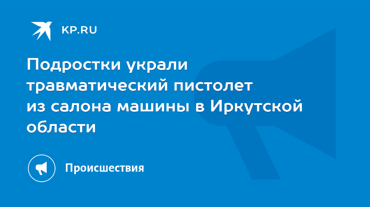 Подростки украли травматический пистолет из салона машины в Иркутской  области - KP.RU