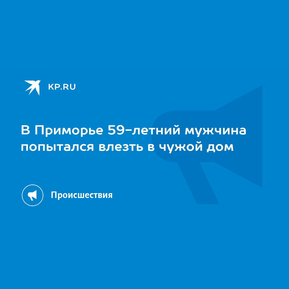 В Приморье 59-летний мужчина попытался влезть в чужой дом - KP.RU