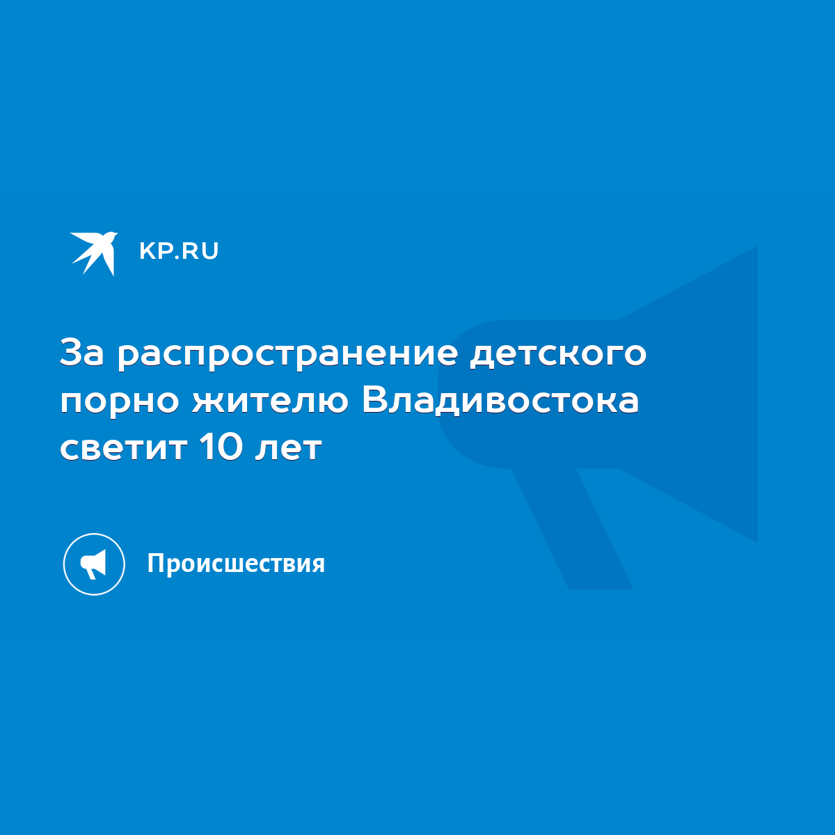 За распространение детского порно жителю Владивостока светит 10 лет - KP.RU