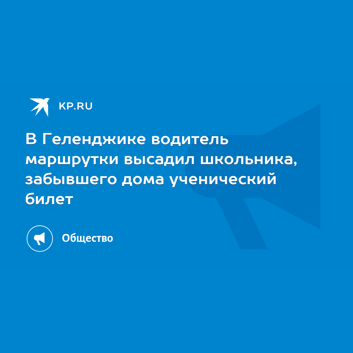 В Геленджике водитель маршрутки высадил школьника, забывшего дома  ученический билет - KP.RU