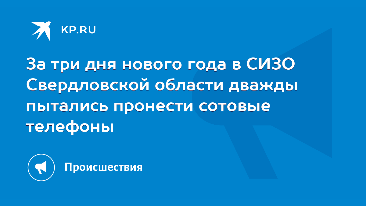 За три дня нового года в СИЗО Свердловской области дважды пытались пронести  сотовые телефоны - KP.RU